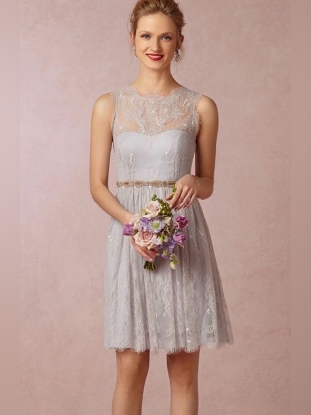Anthropologie BHLDN Celia Mint Lace Cocktail Dress